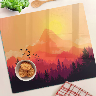 Tábua para cozinha Paisagem montanhosa ao pôr do sol