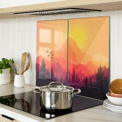 Tábua para cozinha Paisagem montanhosa ao pôr do sol