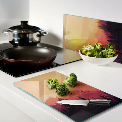 Tábua para cozinha Paisagem montanhosa ao pôr do sol