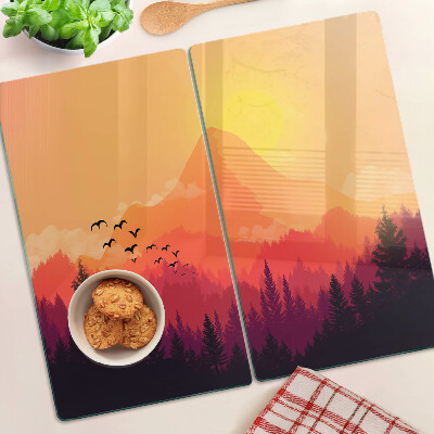 Tábua para cozinha Paisagem montanhosa ao pôr do sol