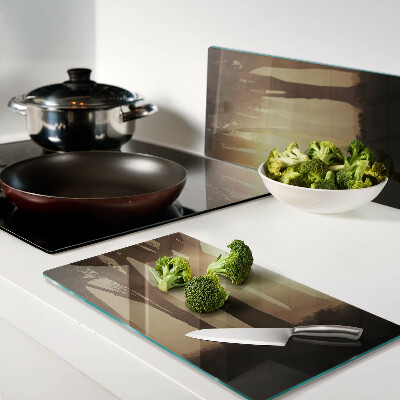 Tábua para corte Pôr do sol na floresta