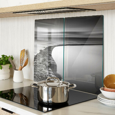 Tábua para cozinha Uma paisagem litorânea em tons de cinza