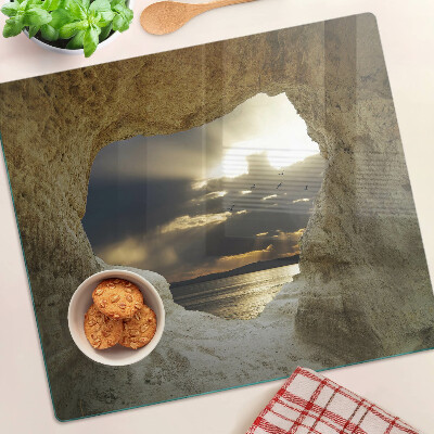 Tábua para cozinha Vista do mar através da gruta