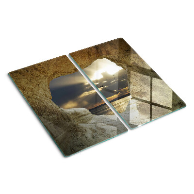 Tábua para cozinha Vista do mar através da gruta