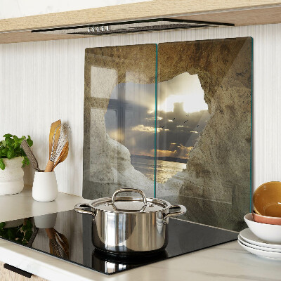 Tábua para cozinha Vista do mar através da gruta