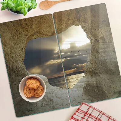 Tábua para cozinha Vista do mar através da gruta