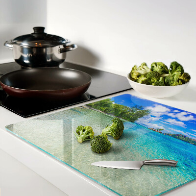 Tábua para cozinha Praia tropical com águas azuis