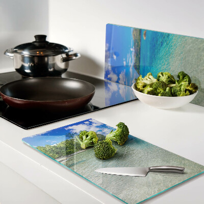 Tábua para cozinha Praia tropical com águas azuis