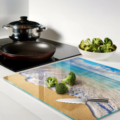 Tábua para cozinha Praia com ondas e nuvens
