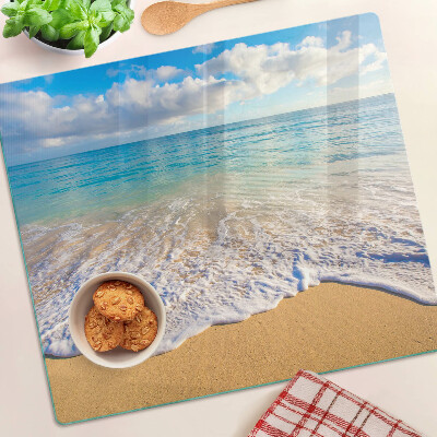 Tábua para cozinha Praia com ondas e nuvens