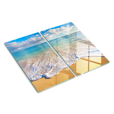 Tábua para cozinha Praia com ondas e nuvens