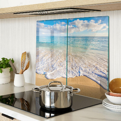 Tábua para cozinha Praia com ondas e nuvens