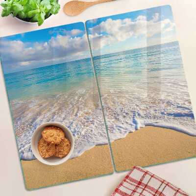 Tábua para cozinha Praia com ondas e nuvens