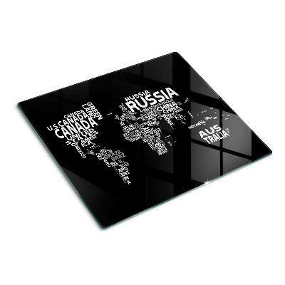 Tábua para cozinha Mapa-múndi com nomes de países