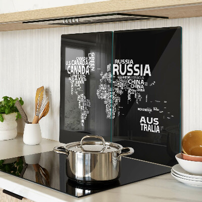 Tábua para cozinha Mapa-múndi com nomes de países