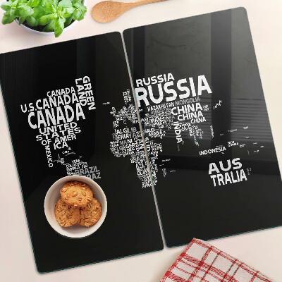 Tábua para cozinha Mapa-múndi com nomes de países