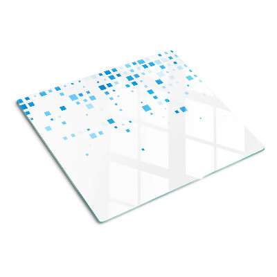 Tábua para cozinha Quadrados azuis em um fundo branco