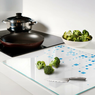 Tábua para cozinha Quadrados azuis em um fundo branco