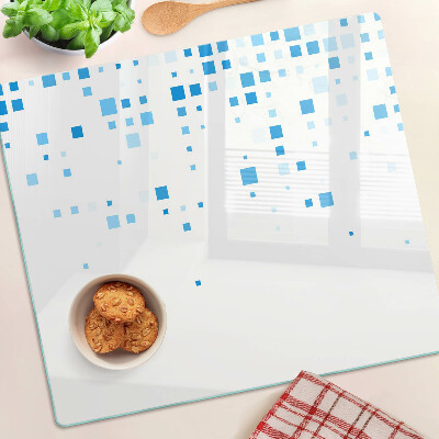 Tábua para cozinha Quadrados azuis em um fundo branco