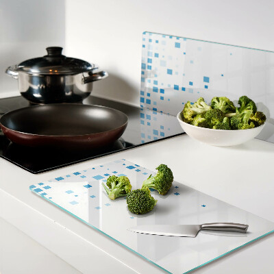 Tábua para cozinha Quadrados azuis em um fundo branco