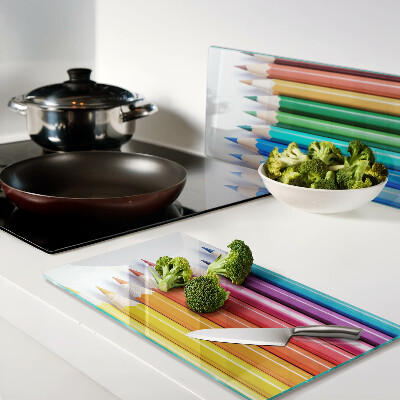 Tábua para cozinha Lápis de cor em uma fileira