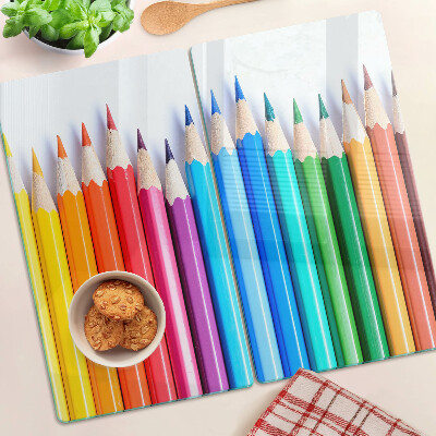 Tábua para cozinha Lápis de cor em uma fileira