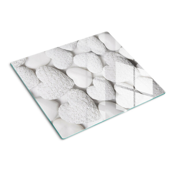 Tábua para cozinha Corações brancos com um padrão