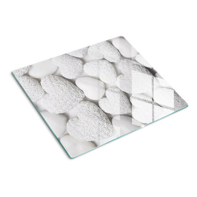 Tábua para cozinha Corações brancos com um padrão