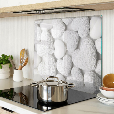 Tábua para cozinha Corações brancos com um padrão
