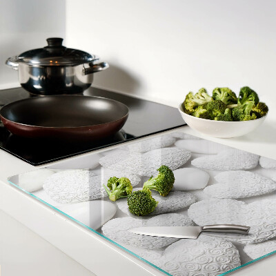 Tábua para cozinha Corações brancos com um padrão