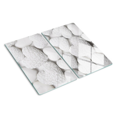 Tábua para cozinha Corações brancos com um padrão