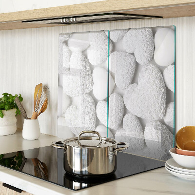 Tábua para cozinha Corações brancos com um padrão