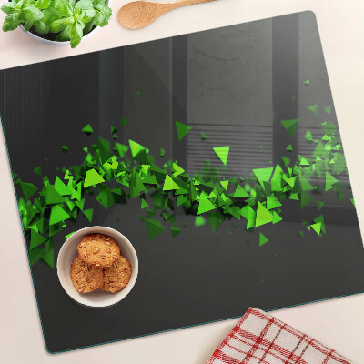 Tábua para corte Triângulos verdes em um fundo preto