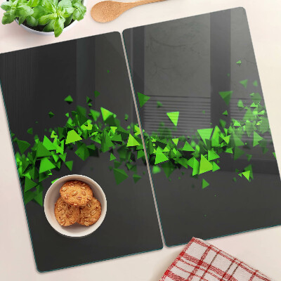 Tábua para corte Triângulos verdes em um fundo preto