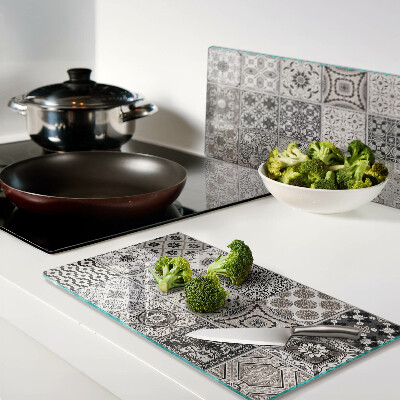 Tábua para corte Padrões de azulejos em tons de cinza