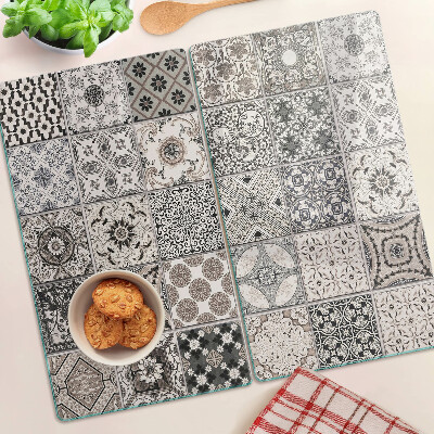 Tábua para corte Padrões de azulejos em tons de cinza