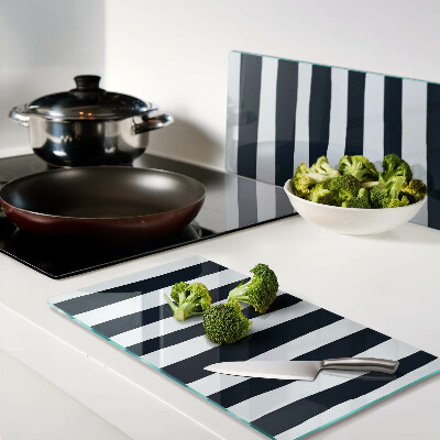 Tábua para cozinha Listras verticais em azul marinho e branco