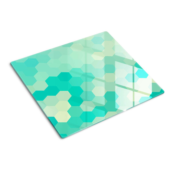 Tábua para cozinha Padrão hexagonal em tons de turquesa