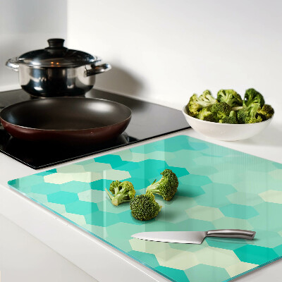 Tábua para cozinha Padrão hexagonal em tons de turquesa