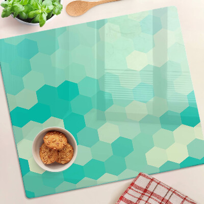 Tábua para cozinha Padrão hexagonal em tons de turquesa