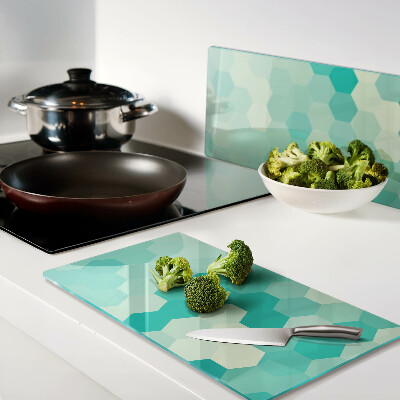 Tábua para cozinha Padrão hexagonal em tons de turquesa