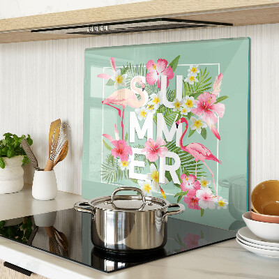 Tábua para cozinha Flores de verão e flamingos