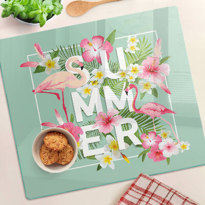Tábua para cozinha Flores de verão e flamingos