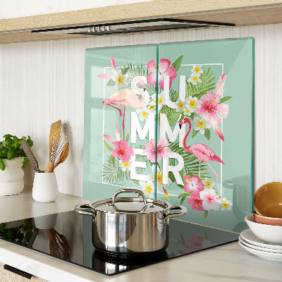 Tábua para cozinha Flores de verão e flamingos