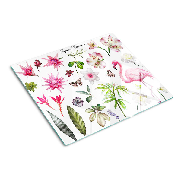 Tábua para cozinha Coleção de flores e pássaros tropicais