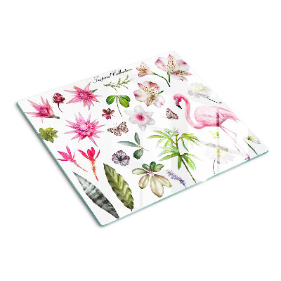 Tábua para cozinha Coleção de flores e pássaros tropicais