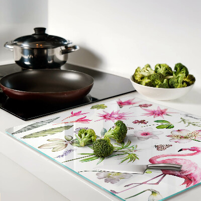 Tábua para cozinha Coleção de flores e pássaros tropicais