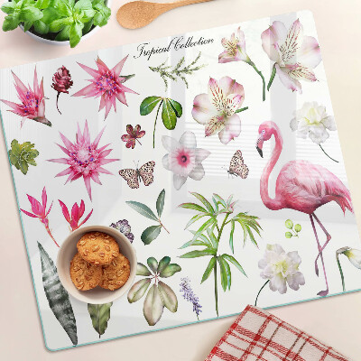 Tábua para cozinha Coleção de flores e pássaros tropicais