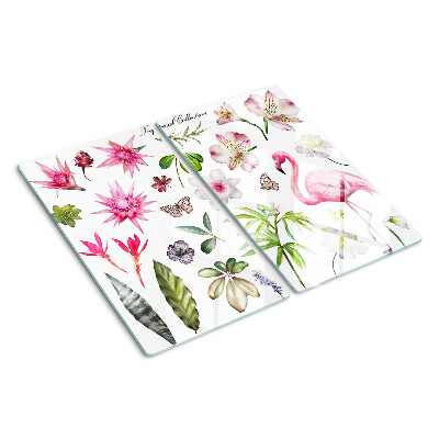 Tábua para cozinha Coleção de flores e pássaros tropicais