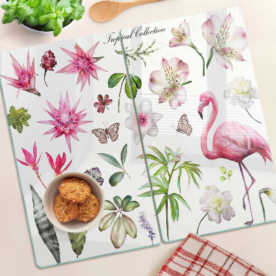 Tábua para cozinha Coleção de flores e pássaros tropicais